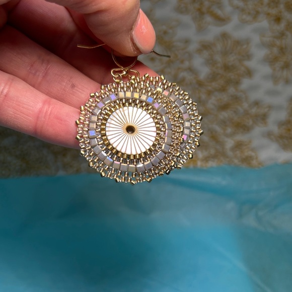 Elegant Gold and Silver Circular Earrings - Picture 4 of 4